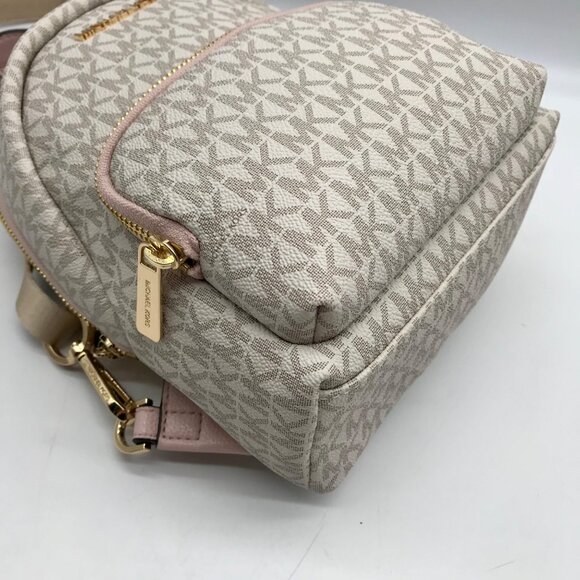 Michael Kors Vanilla And Pink Monogram Logo Erin Backpack Bag - Picture 6 of 11